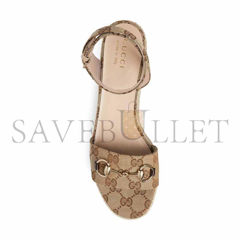GUCCI LADY HORSEBIT GG PLATFORM ESPADRILLE SANDALS 816692